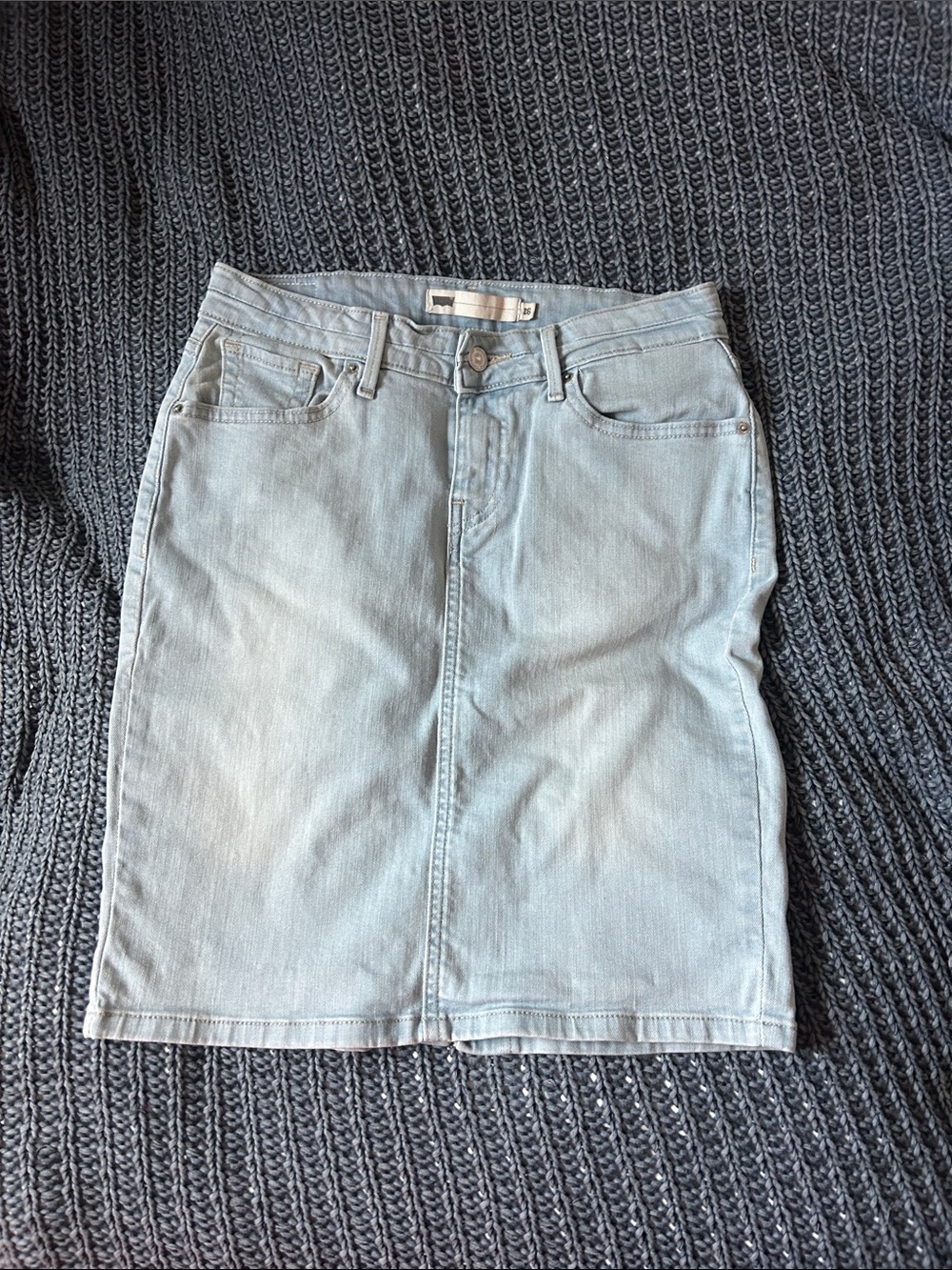 Light Wash Denim Pencil Skirt - Women